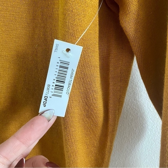 Nwt AMAZON Essentials Knit Cardigan Yellow V Neck Basic Button Up Sweater - Picture 8 of 14